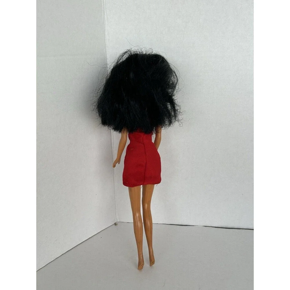 Vintage 1993 Totsy Fashion Doll 11.5” Black Hair Brown Eyes Red Dress